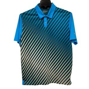 Nike Golf Tour Performance Dri‑Fit Polo – Men’s Medium Blue Green Stripe